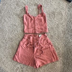 Abercrombie & Fitch Dusty Rose Two-Piece Tank & Shorts Set
